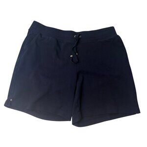 Croft & Barrow Navy Blue Cotton Drawstring Waist Shorts PXL Pet Stretch Casual